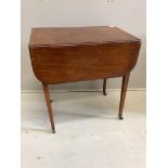 A George III satinwood banded mahogany Pembroke table, width 68cm, depth 44cm, height 72cm.