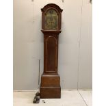 A George III oak eight day longcase clock, height 212cm. Condition - poor