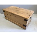 A small Victorian iron bound pine trunk, width 82cm, depth 44cm, height 36cm. Condition - good