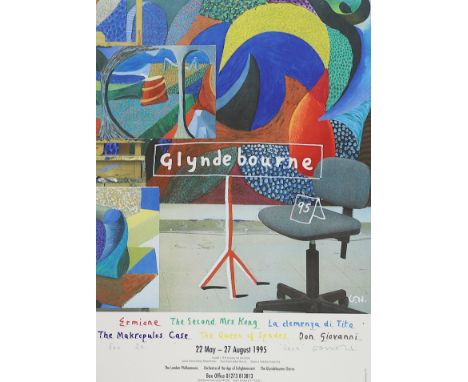 David Hockney (b.1937), Glyndebourne 95 Exhibition poster signed by the artist 'for Jo, love David H.' 58 x 41cm