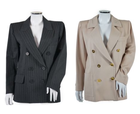 Two vintage Yves Saint Laurent variation lady's suits with both matching skirt and trousers, F 38 (UK 10). Please note altera