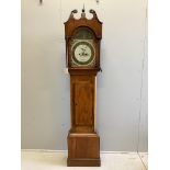 An early 19th century mahogany eight day longcase clock, height 216cm. Condition - poor