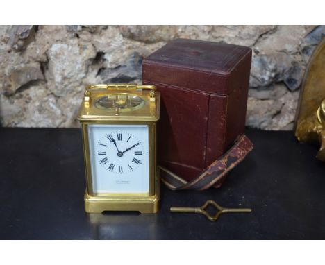 G H &amp; C Gowland, Sunderland and Paris, a French brass carriage clock striking the hours and halfs on a spiral gong, with 