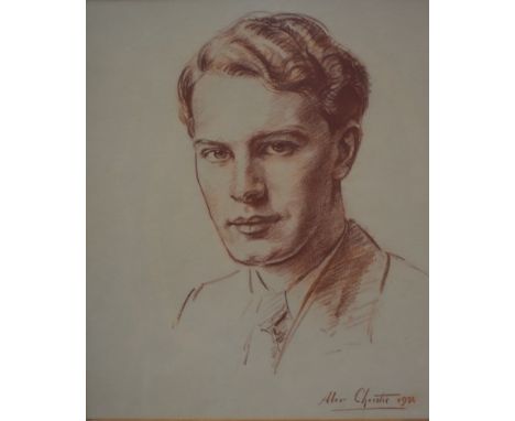Alex Christie (1901-86) - 'Michaeli: Concert Pianist MIchael Howard Romney-Wollard 1911-87)', conte crayon portrait study, si