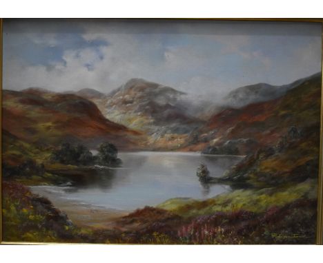 Prudence Turner (1930-2007) - Loch Laggan, Scotland, oil on canvas, signed lower right, 49 x 70 cmA few spots of dirt, variou