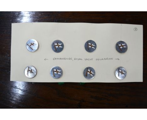 A set of eight Edwardian silver and enamel Royal Yacht Squadron buttons, decorated with the Commodore's pennant, Lawrence Emm