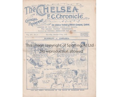 CHELSEA      Home programme v Liverpool 11/10/1919. Not ex Bound Volume. Light foxing. No writing. Generally good      