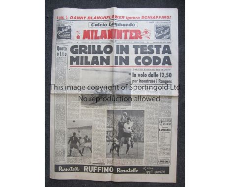 1957/58 EUROPEAN CUP      AC Milan v Glasgow Rangers. Ane issue of the AC Milan &amp; Inter Milan club newspaper ''MILAN-INTE