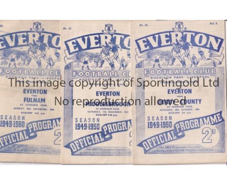 EVERTON        Nine home programmes  v Derby, Middlesbrough, Fulham, Portsmouth, Spurs FAC 5th R, WBA, Blackpool, &amp; Burnl