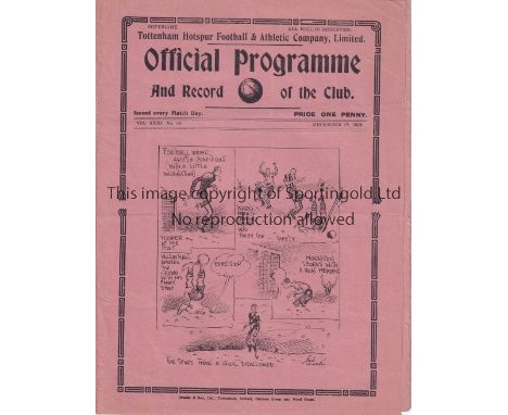 SPURS       Programme Tottenham v Burnley 27/12/1938. Light horizontal fold. Team changes in pencil. Generally good          