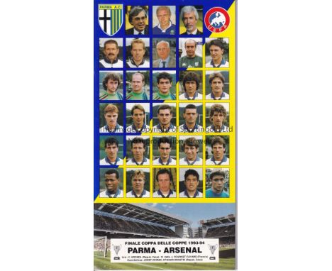 1994 ECWC FINAL / ARSENAL V PARMA      Official Parma A.C. 52 page VIP programme for the Final in Copenhagen.    Good