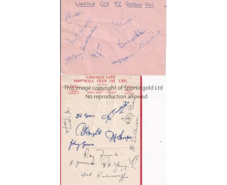 LINCOLN CITY AUTOGRAPHS 1950/1      A Lincoln City headed sheet from 1950/1 season signed with 13 autographs including Traine