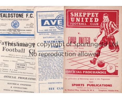 FORD UNITED     Thirteen away programmes v. Sheppey United 59/60 Cup, first season as Ford United, previously Briggs Sports, 