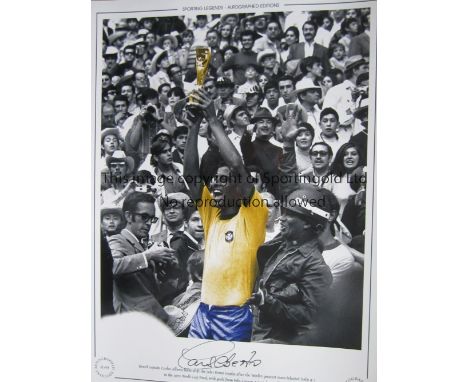 AUTOGRAPHED CARLOS ALBERTO 1970    Limited edition 16" x 12" print of the Brazilian captain holding aloft the World Cup follo