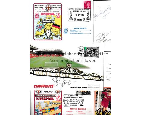 LIVERPOOL         A collection of 22 signed photos of Liverpool teams and player from the 1960's to the 1990's to include Rus