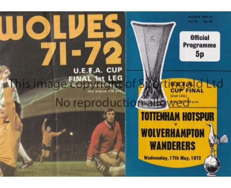 UEFA CUP FINAL 1972     Programmes from both Legs of the 1972 UEFA Cup Final at Molineux and White Hart Lane for the Tottenha