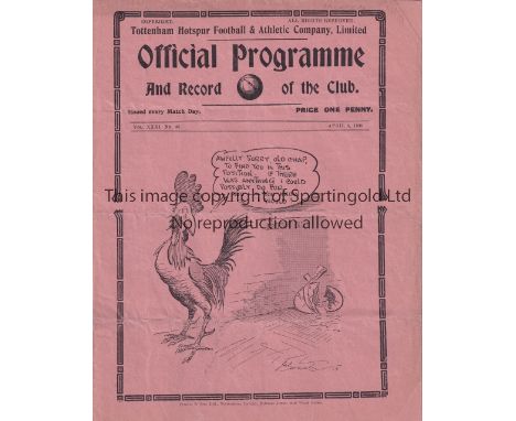SPURS       Programme Tottenham v Tranmere Rovers  8/4/1939. Light horizontal fold. No writing. Fair to generally good     