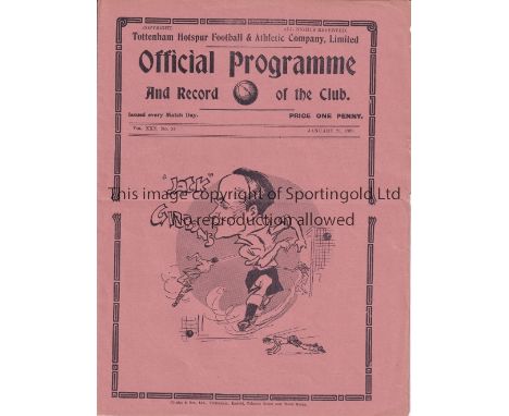 SPURS       Programme Tottenham v New Brighton FA Cup 4th Round 26/1/1938. Very light horizontal fold. A few small tears at t
