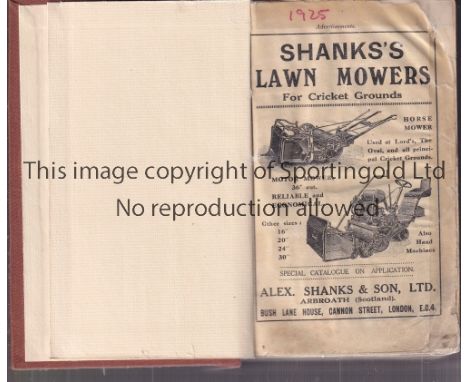 WISDEN    Brown Rebind without original front cover John Wisden's Cricketers' Almanack 1925. Otherwise complete with some res
