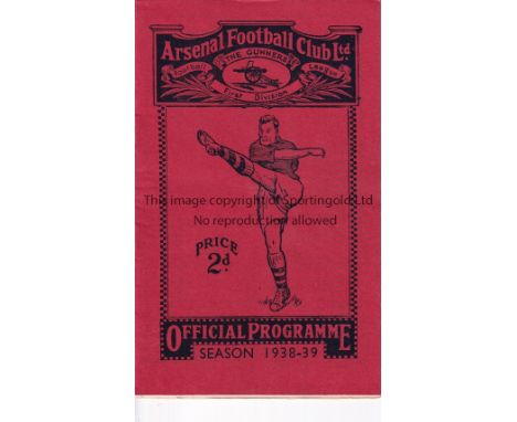 ARSENAL V BRENTFORD 1939      Programme with season ticket application form for the League match at Arsenal 6/5/1939, team ch