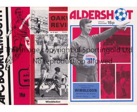 WIMBLEDON 1977/8    Complete set of 30 away programmes for the first in the League, 23 League, 1 FA Cup, 2 League Cup and 4 F