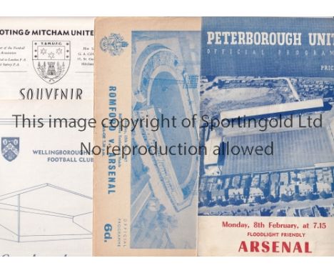 ARSENAL     Thirteen programmes for away Friendlies v. Barnet 62/3 number on cover and scores entered, 67/8 and 68/9, Peterbo