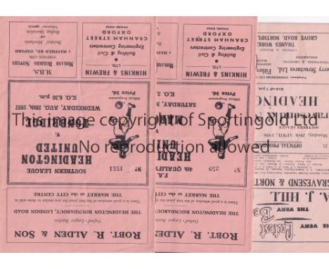 HEADINGTON     Two Headington United home programmes and one away from the 1957/58 season. Homes v Tonbridge (some light tear