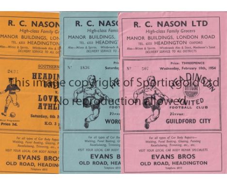 HEADINGTON      Three home programmes from the 1953/54 season v Guildford City (team changes), Worcester City (light staple r