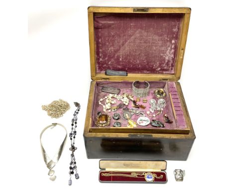 A selection of Vintage and later costume jewellery, to include a Ronet 17 jewels fob watch on chain, contained within a Victo