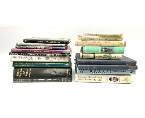 A collection of various reference books, to include The dictionary of blue and white pottery 1780-1880, Britten's old clocks 
