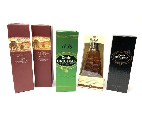 Bell's Millennium 2000 blended single malt and grain whisky aged 8 years, 70cl, 40%vol, two bottles of Croft fine old pale cr