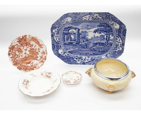 Collection of Royal Crown Derby china items, Spode blue &amp; white meat dish and 1950s Clarice Cliff salad bowl.