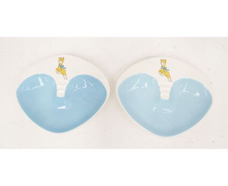 Two 1960s large Babycham Beswick ash trays, light blue &amp; white