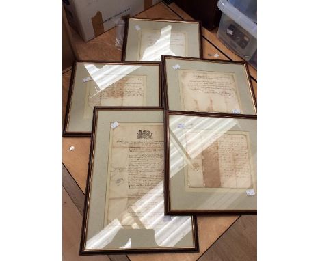 Collection of five framed 18th century letters to a Leicester Constable and Gaol&nbsp;