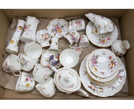 Royal Crown Derby - A collection of 'Posies' pattern items, including small teapot, vases, trinket dishes, cups, saucers, pla