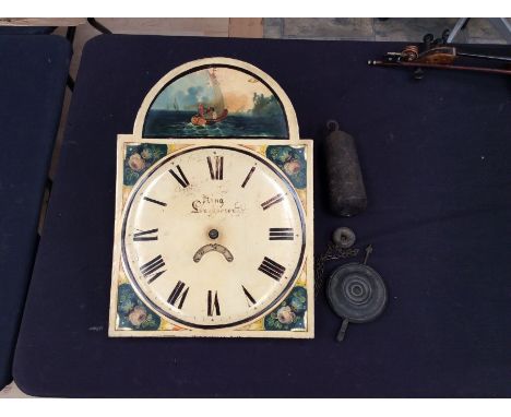 King of Loughborough 30 hour Longcase clock movement. With convex raised dial.A John King was working in Loughborough Market 