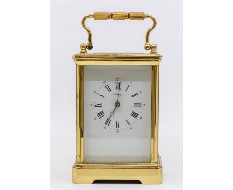 An Asprey large striking carriage clock with key