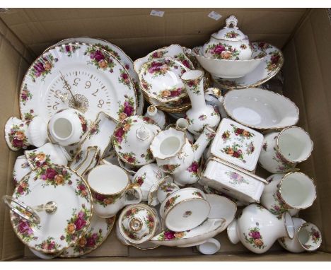 Collection of Royal Albert Old Country Rose china wares including vases, trinket, pots, cups, saucers, plates, dishes, cake s