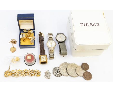  A ladies gold plated Tissot watch along with Christian Dior and pulsar wristwatches and others together with gold back and f
