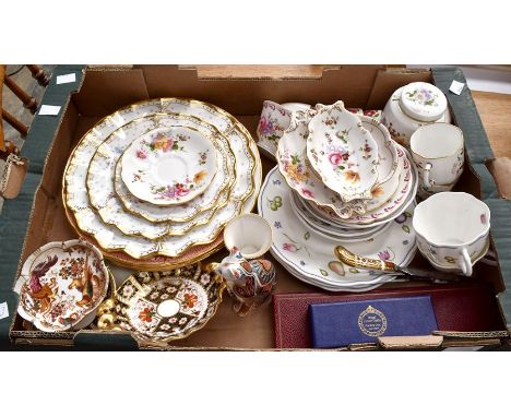A collection of Royal Crown Derby to include:Royal Antoinette dinner, lunch and side platesRed Aves x 2 dinner platesOlde Ave