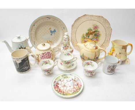 Collection of mid 20th century china wares, including teapots, plates, cups and saucers