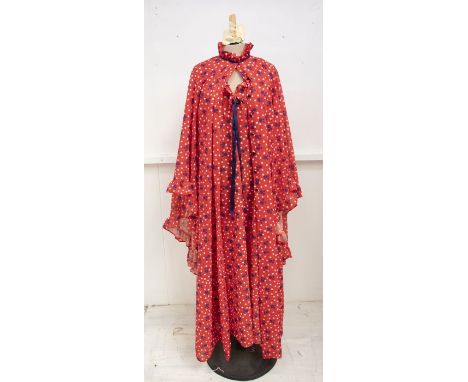 A quantity of nightwear and underslips to include: A Selfridges 1960/70s red and blue spotted negligee (matching nightdress a