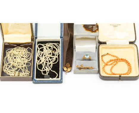 A Georgian seed pearl multi strand necklace,&nbsp; comprising six strands of seed pearls on a yellow metal unmarked&nbsp; pea
