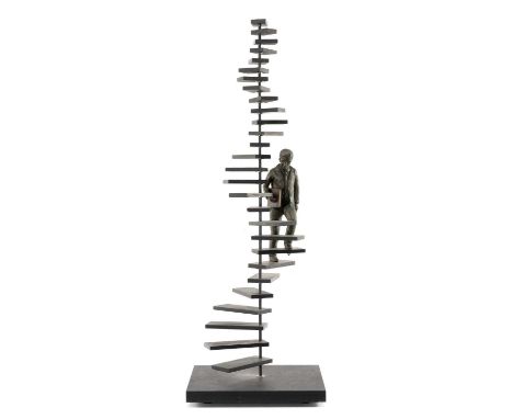‡ EMMA JEAN KEMP (Contemporary) limited edition cold cast bronze resin & slate - 'Onwards and Upwards', signed, numbered 4/12