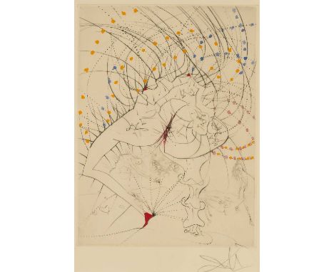 SALVADOR DALÍ (1904-1989) drypoint etching with colour - Femme-Feuille, from the Venus Aux Fourrures suite, in an edition of 