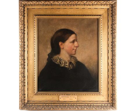Lady Theresa Cripps,(1852-1893) A quarter length profile portrait of Lawrencina Potter 1821-1882 (the artist mother), oil on 