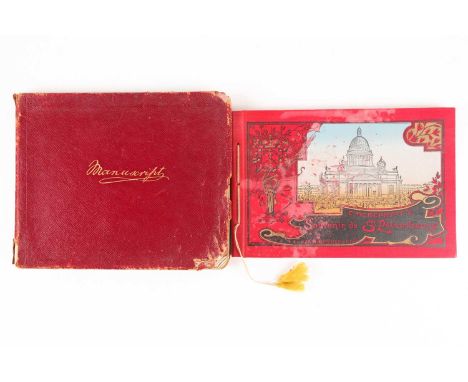 An early 20th-century gilt-tooled Morocco manuscript book, travel journal/travelogue with the first dated 1904. Including tra