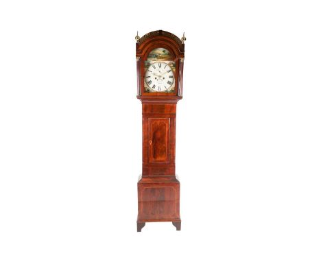 Joseph(?) Kern of Swansea a mid 19th century 8-day long case clock. The painted broken arch dial with raised chapter ring and