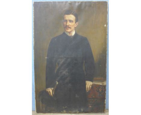 H. Crola, portrait of a gentleman, oil on canvas, dated 1888, unframed, 81. x 127 cms