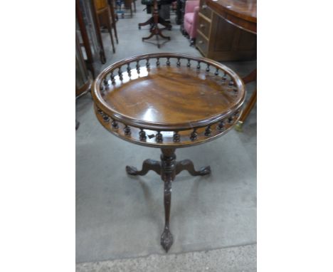 A Chippendale Revival mahogany gallery top tripod table